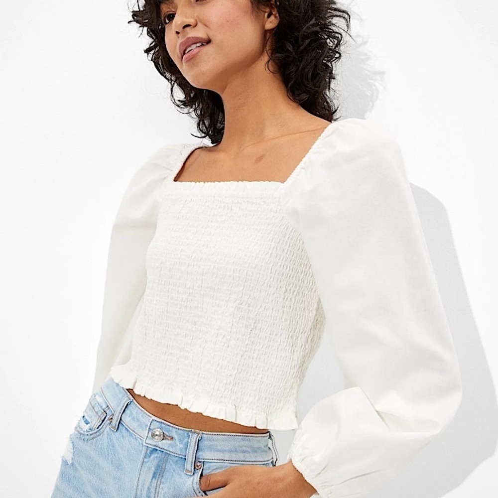 AE Smocked Long-Sleeve Top